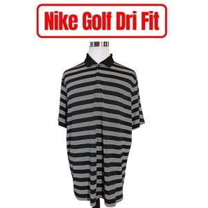 Nike Golf Tour Performance Polo Shirt Men’s 2XL Black Striped